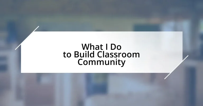 What I Do to Build Classroom Community