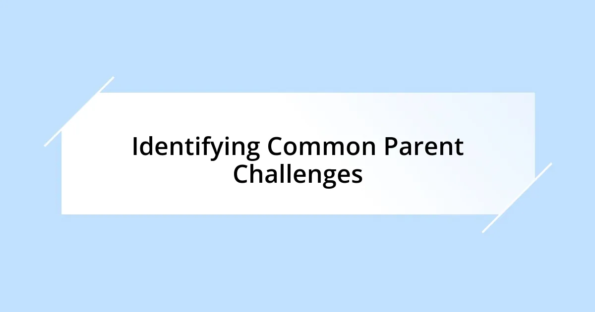 Identifying Common Parent Challenges