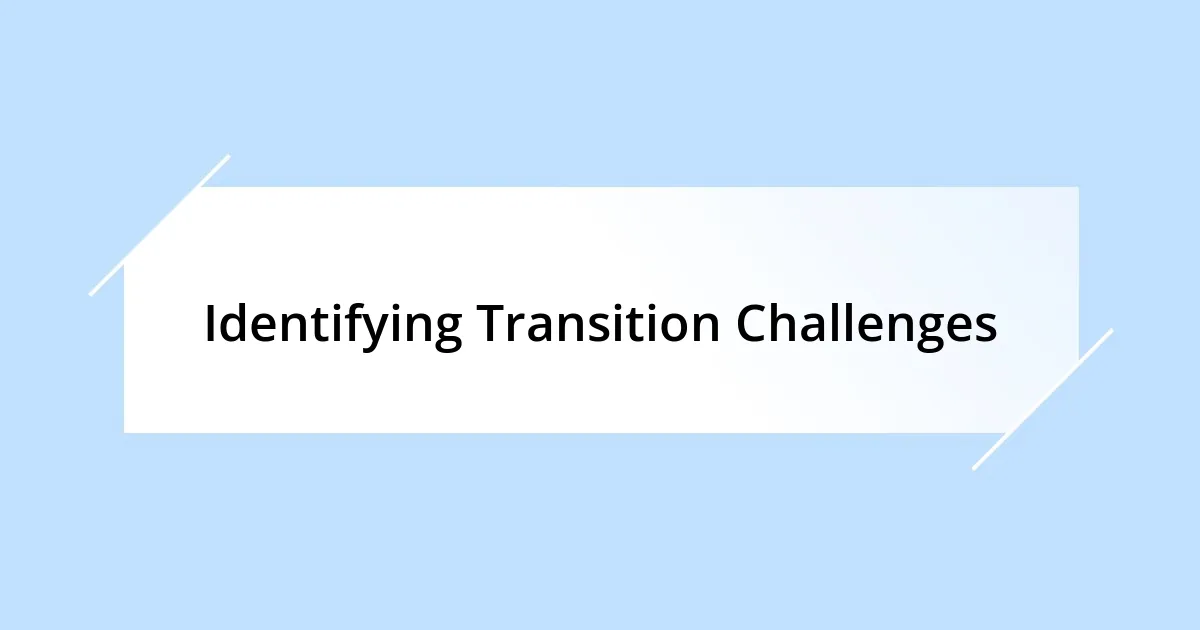 Identifying Transition Challenges