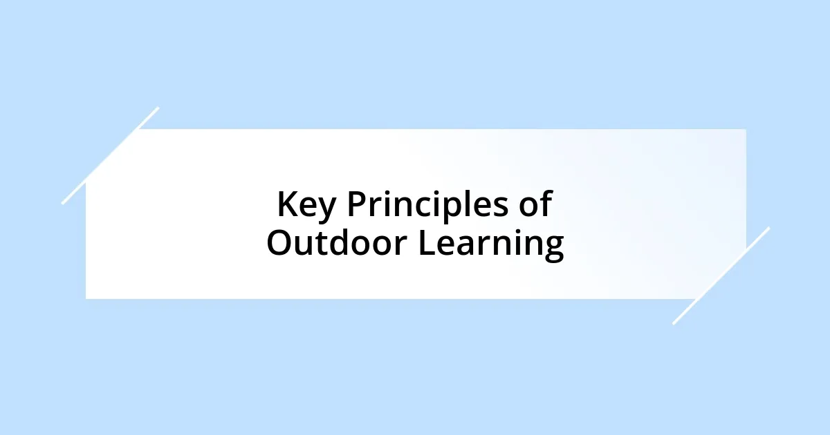 Key Principles of Outdoor Learning