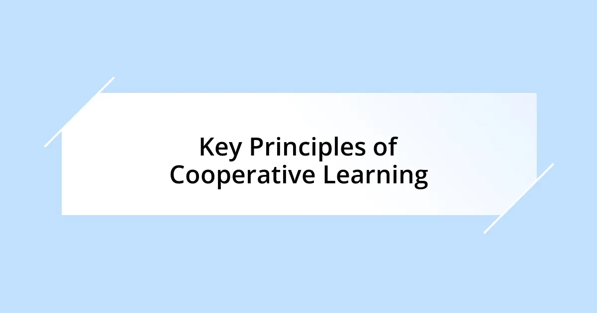 Key Principles of Cooperative Learning